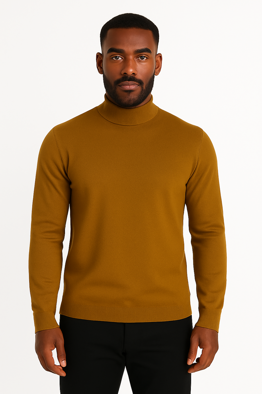 Lavane' 501M L/S Slim Fit Mock Neck Mustard