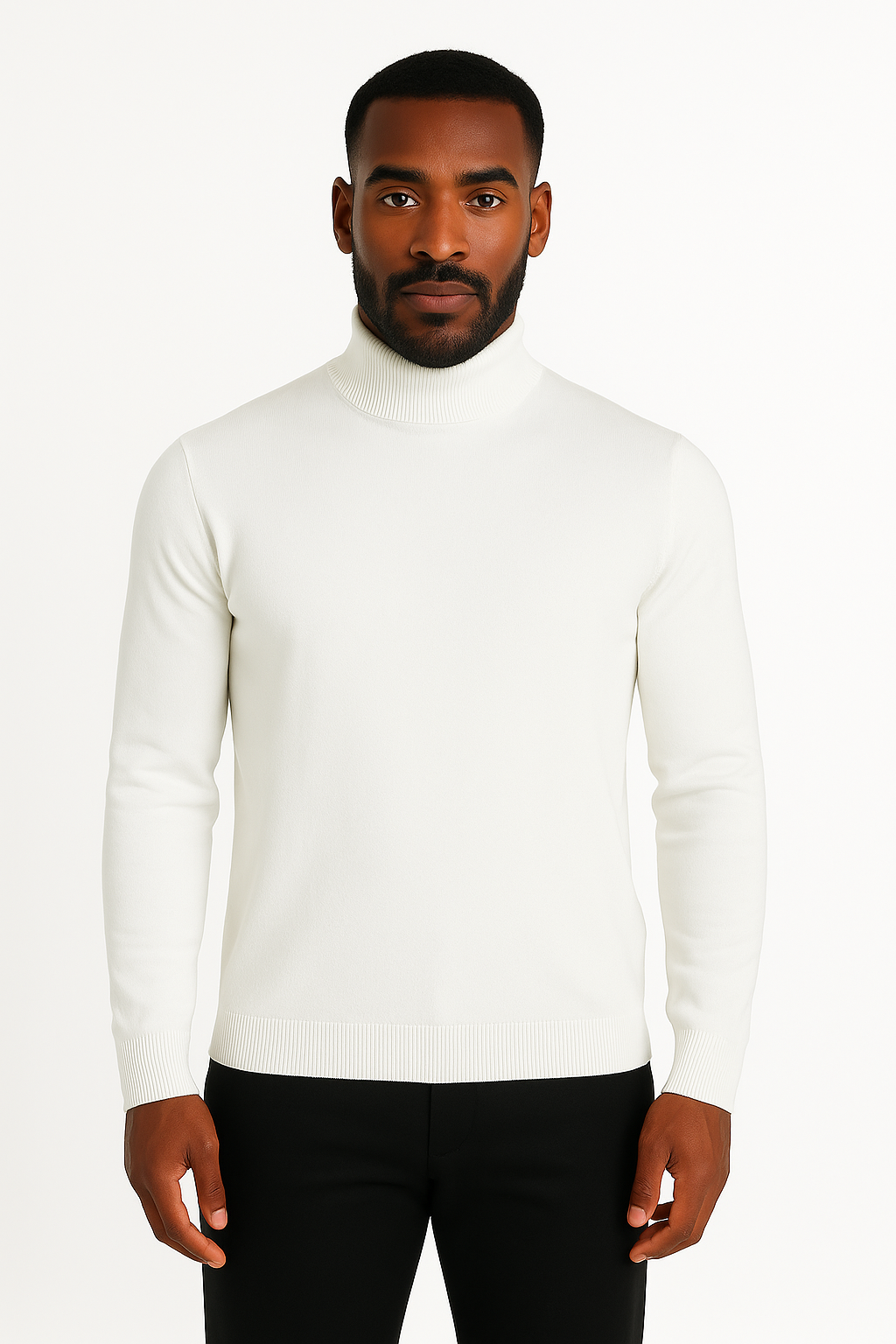 Bassiri 632Knit Long Sleeve High Mock Neck White