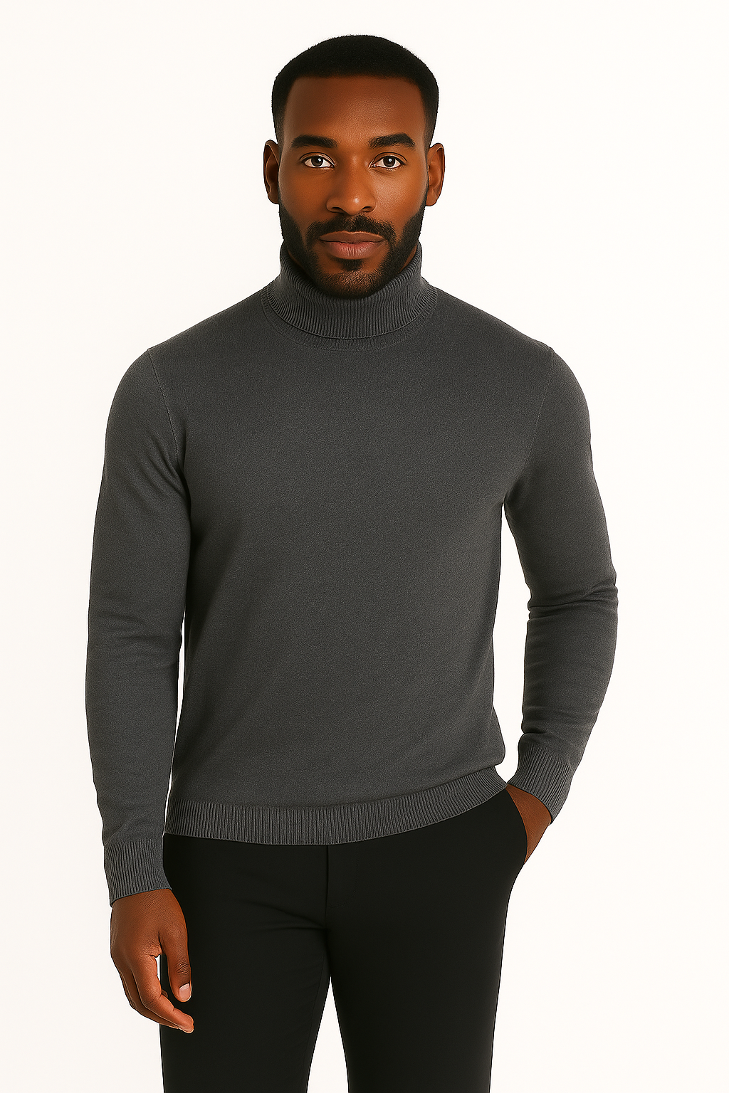 Lavane' 501T Turtleneck Pullover Slim Fit Charcoal Gray