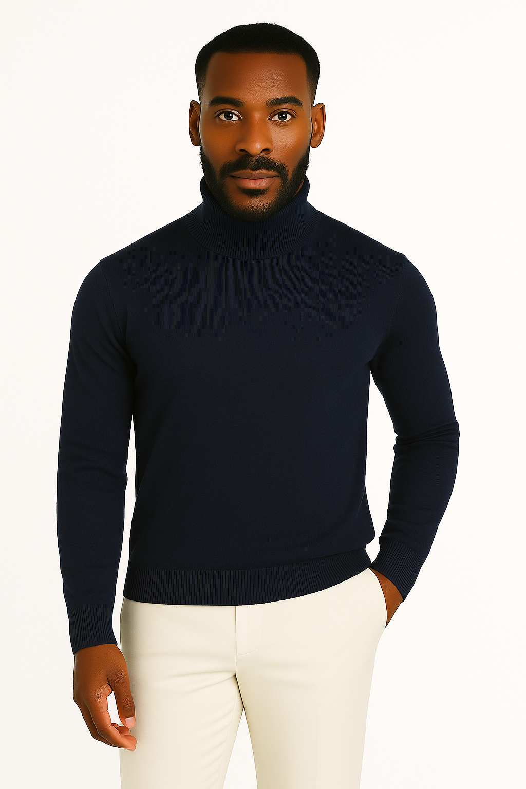 Lavane' 501T Turtleneck Pullover Slim Fit Navy