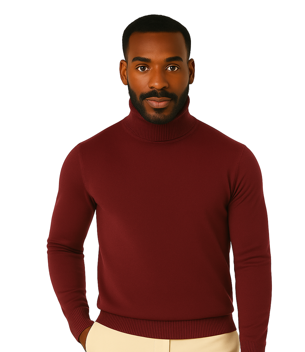 Lavane' 501T Turtleneck Pullover Slim Fit Burgundy