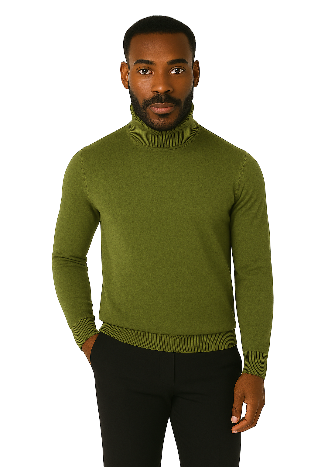 Lavane' 501T Turtleneck Pullover Slim Fit Olive