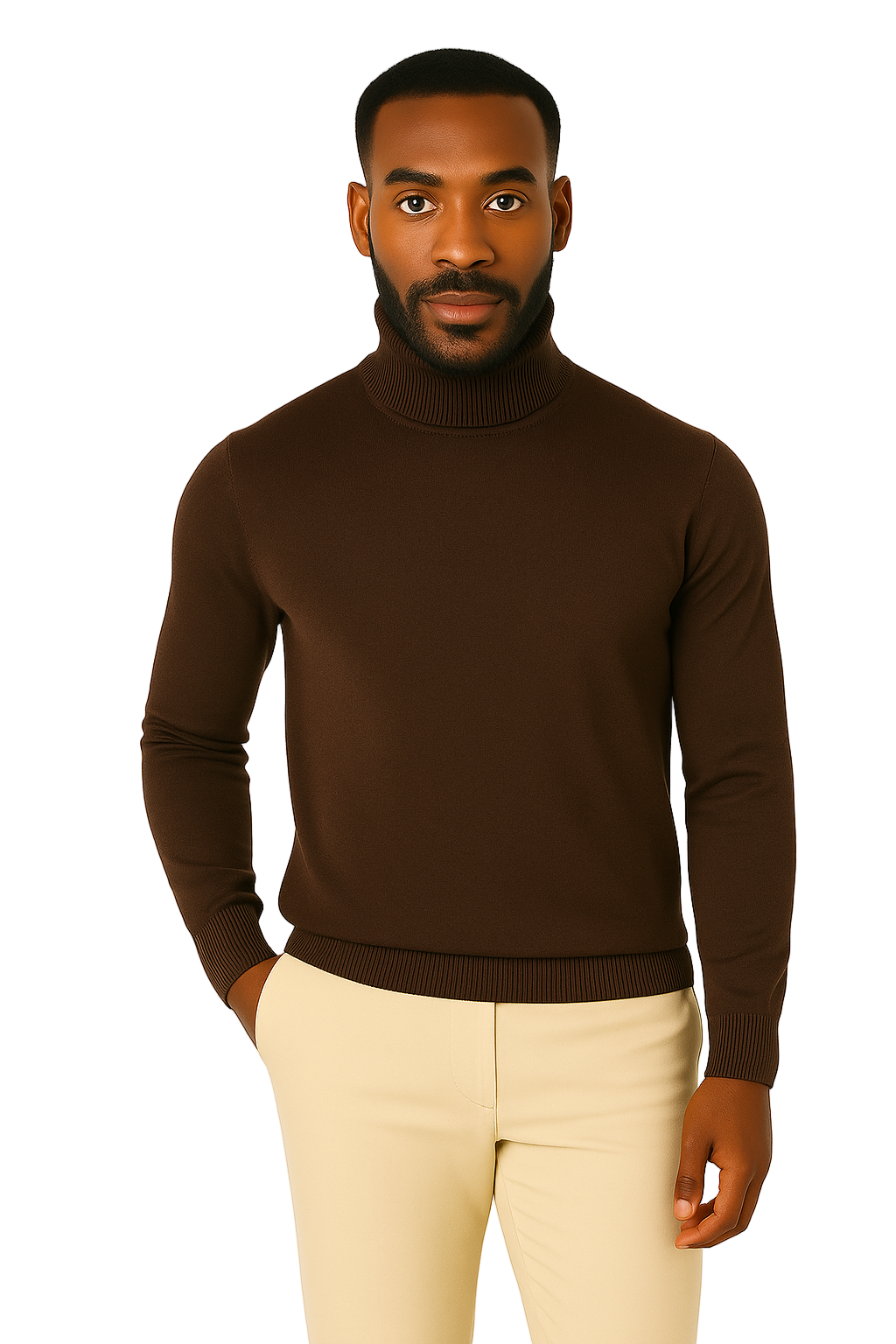 Lavane' 501T Turtleneck Pullover Slim Fit Brown