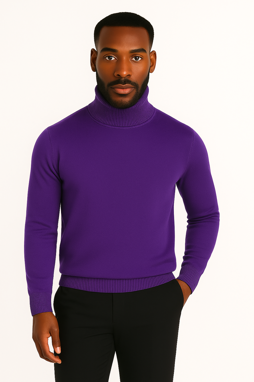 Lavane' 501T Turtleneck Pullover Slim Fit Purple