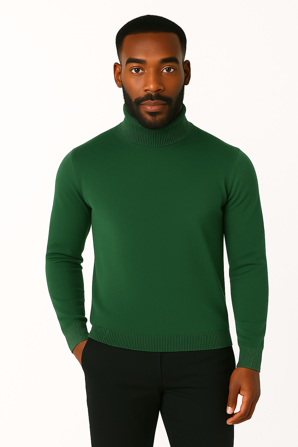 Lavane' 501T Turtleneck Pullover Slim Fit Hunter Green