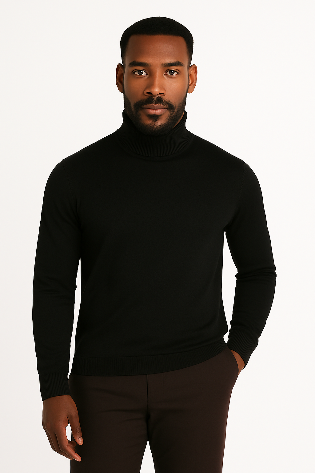 Lavane' 501T Slim Fit Turtleneck Pullover Black
