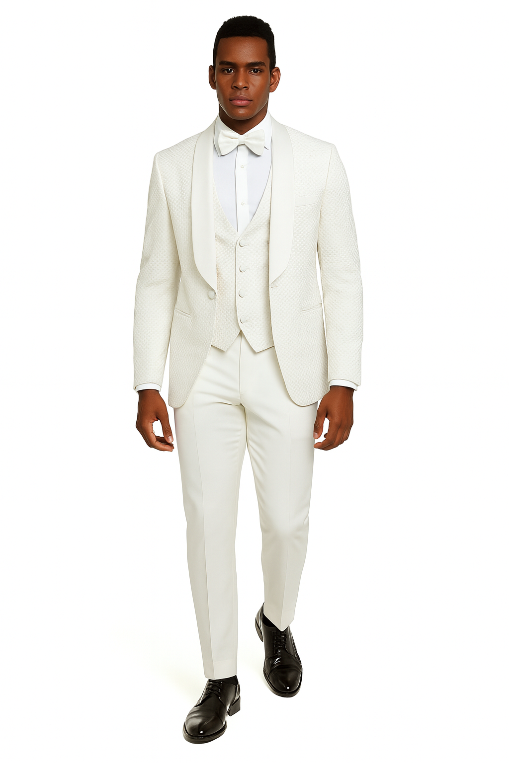 Rossi Man RM1471 Smoking Tux White /Gold Polka Dot