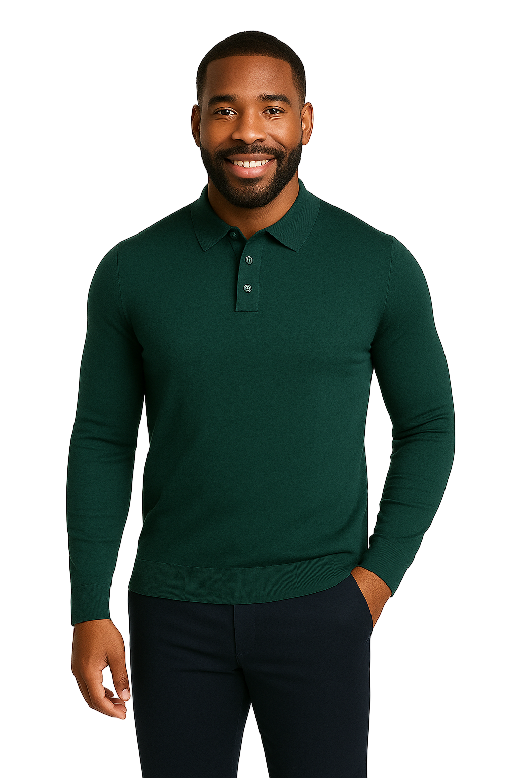 Prestige MCS-290 Long Sleeve 3 Buttons Polo Green