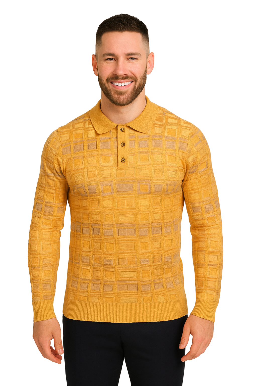 Prestige SW- 662 3 Button Polo Sweater Maize