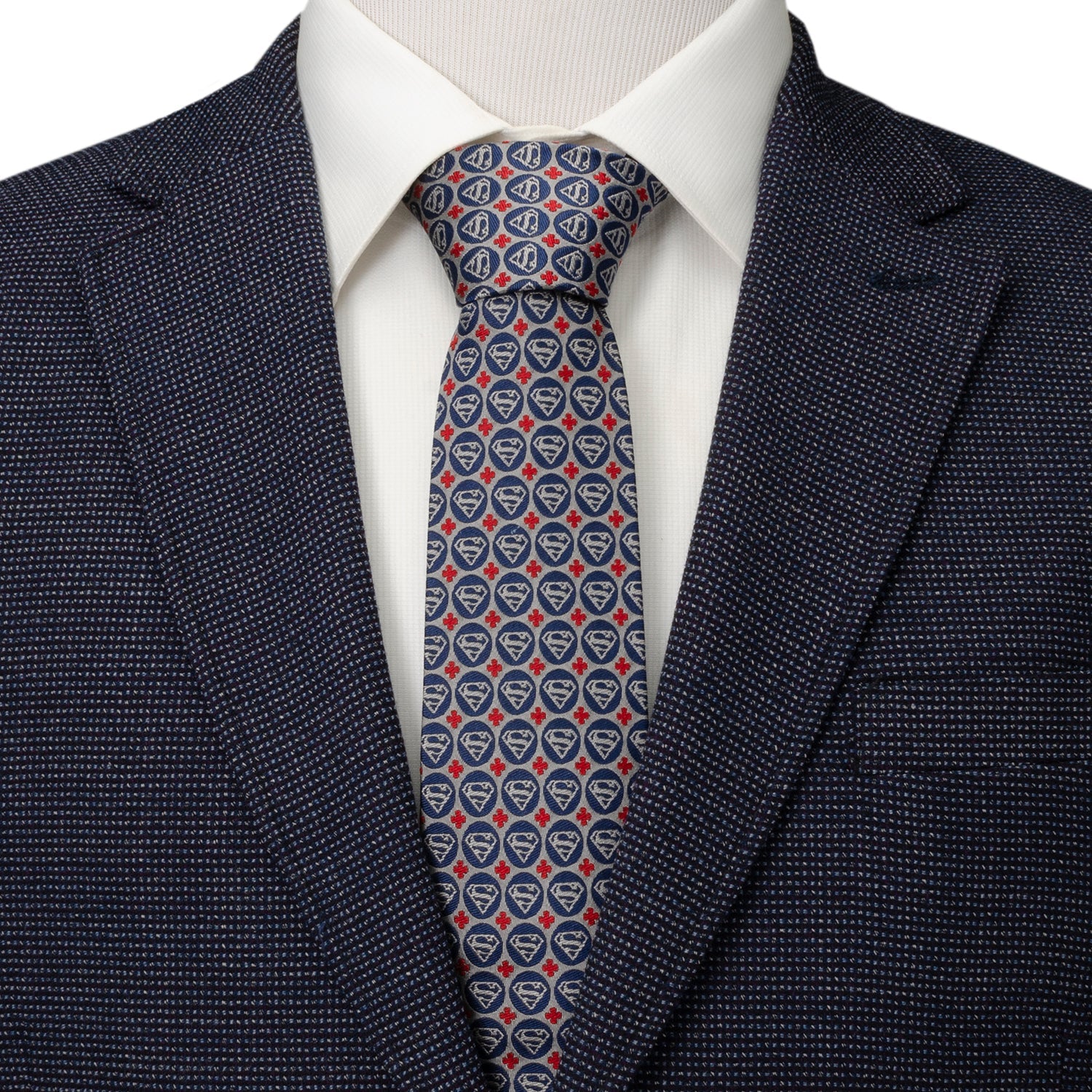 DC Superman Shield Motif Gray Men's Tie