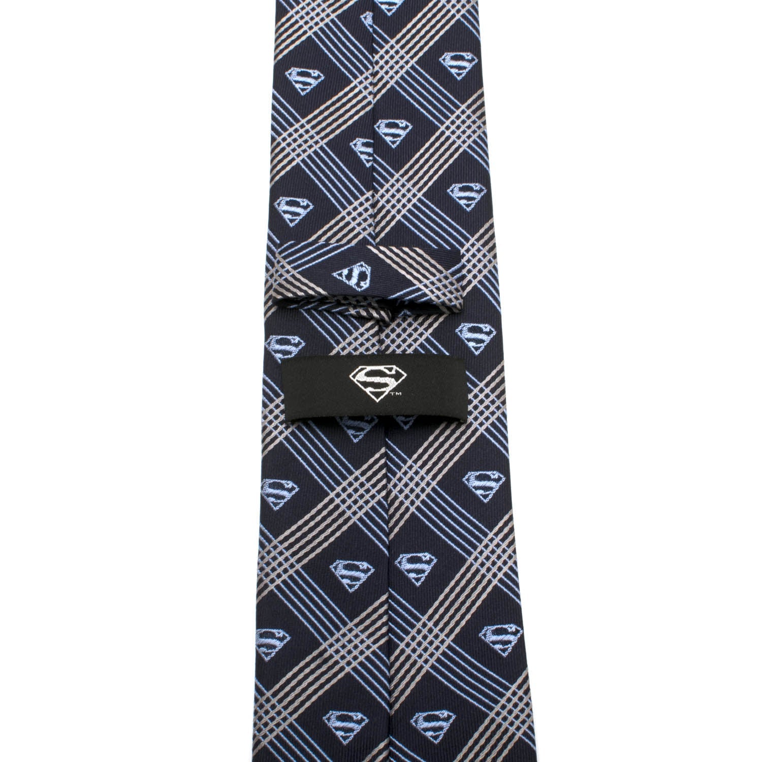 DC Superman Shield Navy Plaid Mens Tie