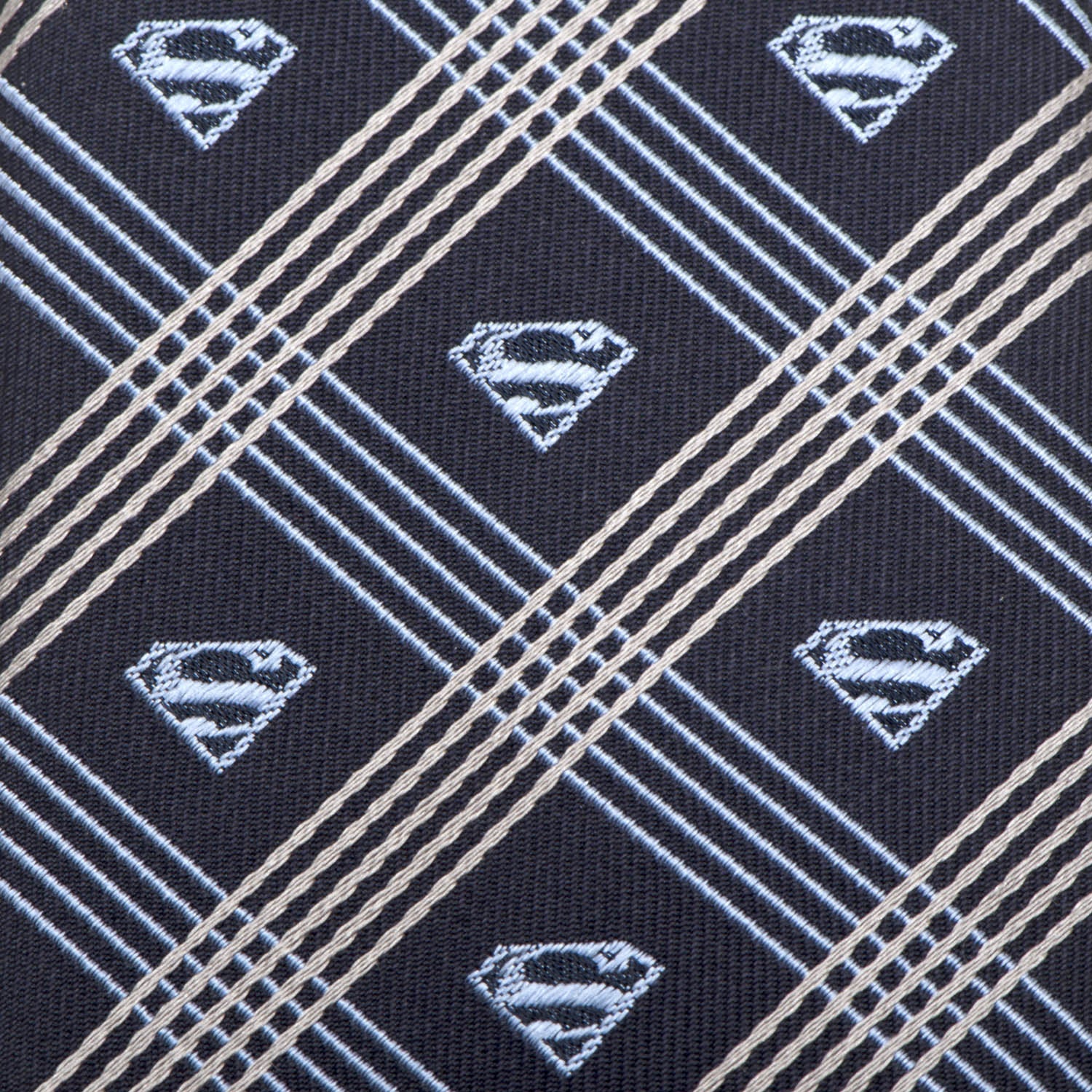 DC Superman Shield Navy Plaid Mens Tie