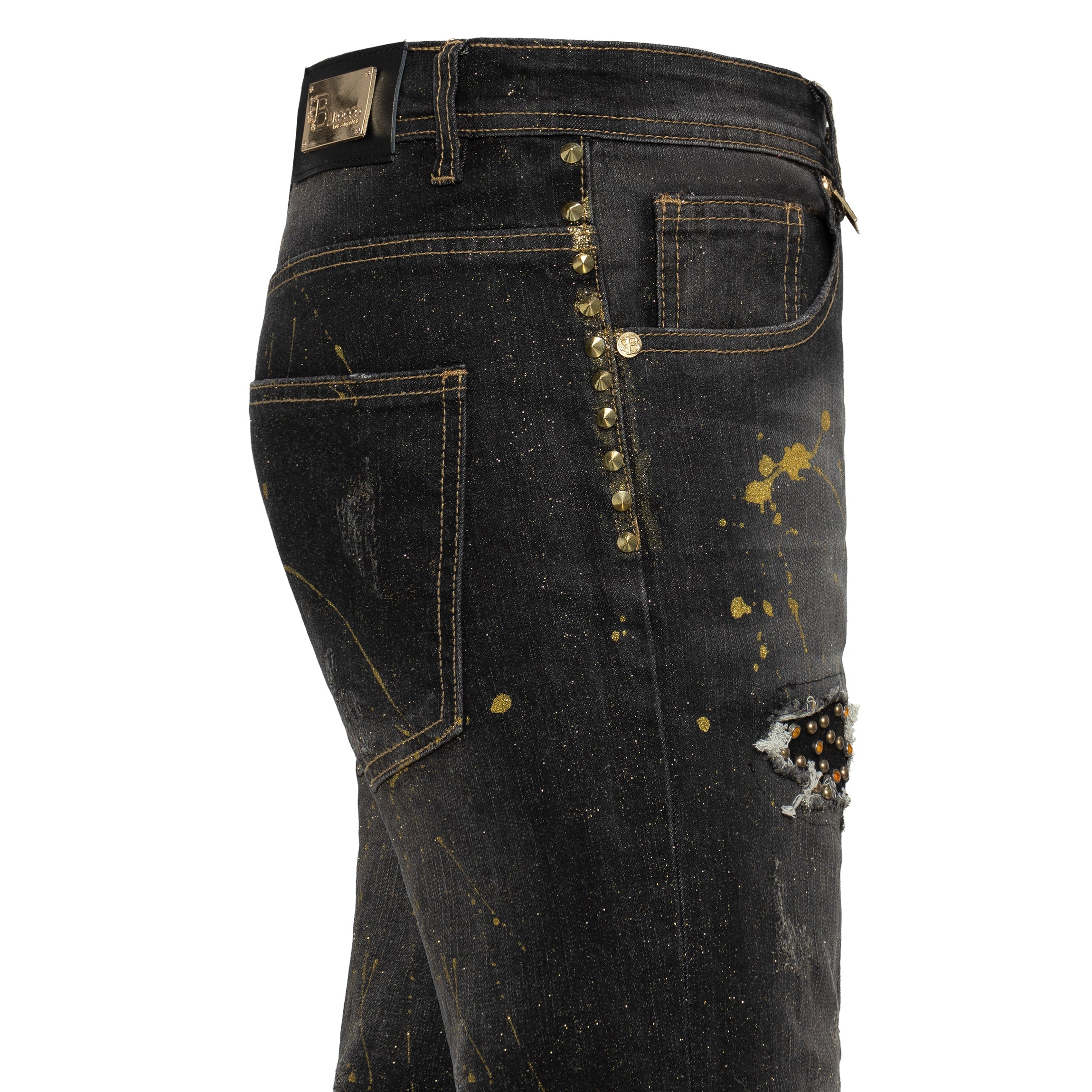 MODERN MIX Denim Pants SMOKE/GOLD