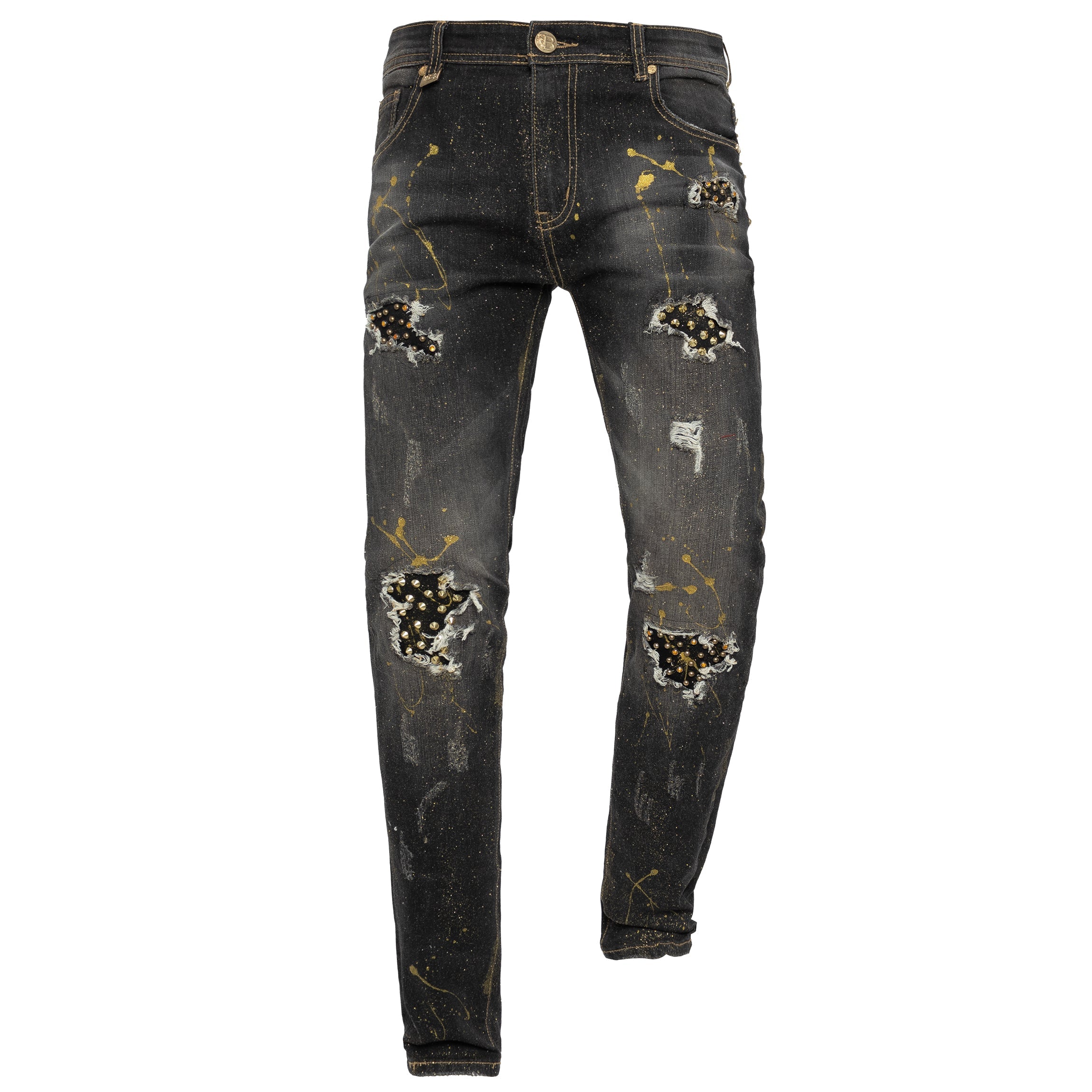 MODERN MIX Denim Pants SMOKE/GOLD