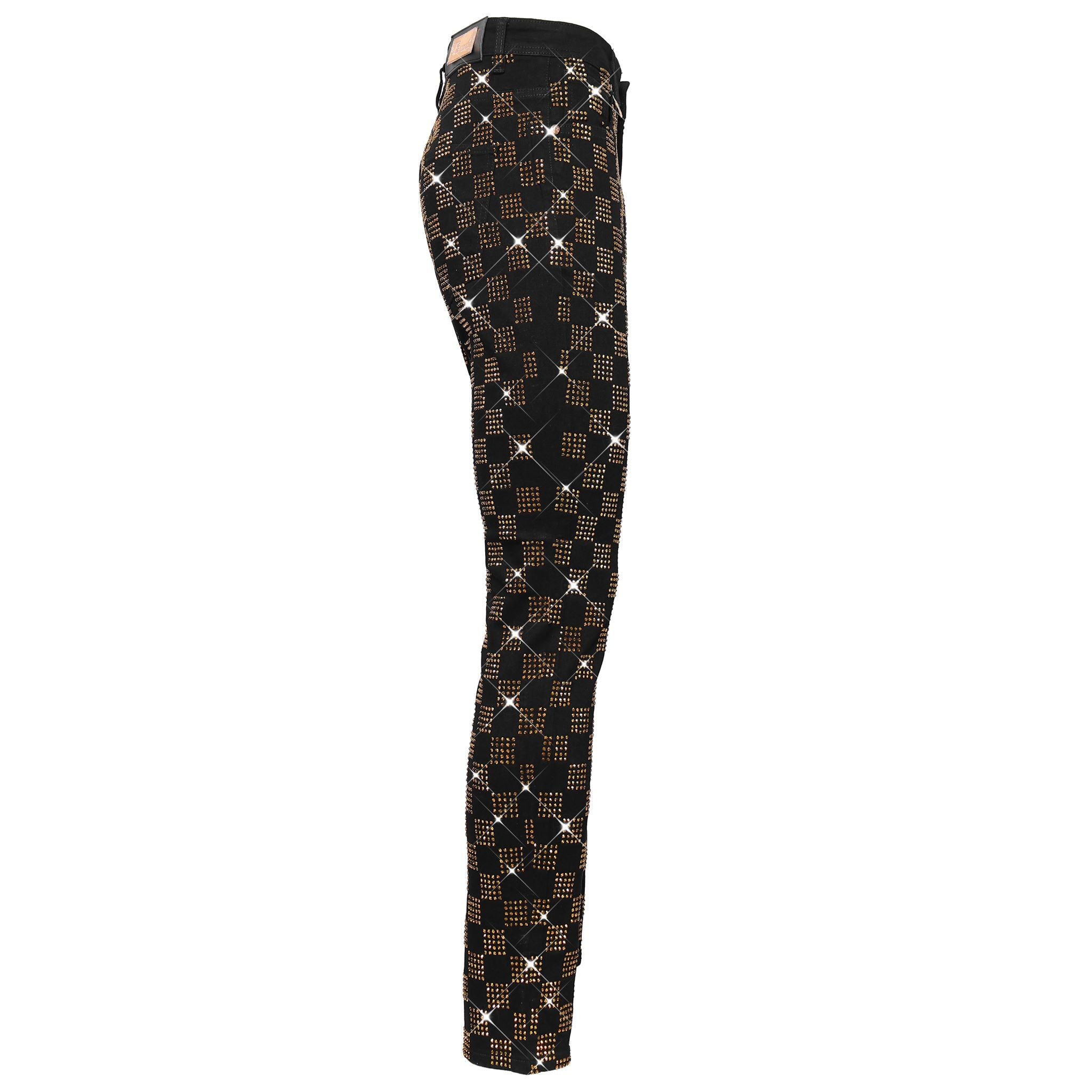 Dazzle Check Denim Pant BLACK/GOLD