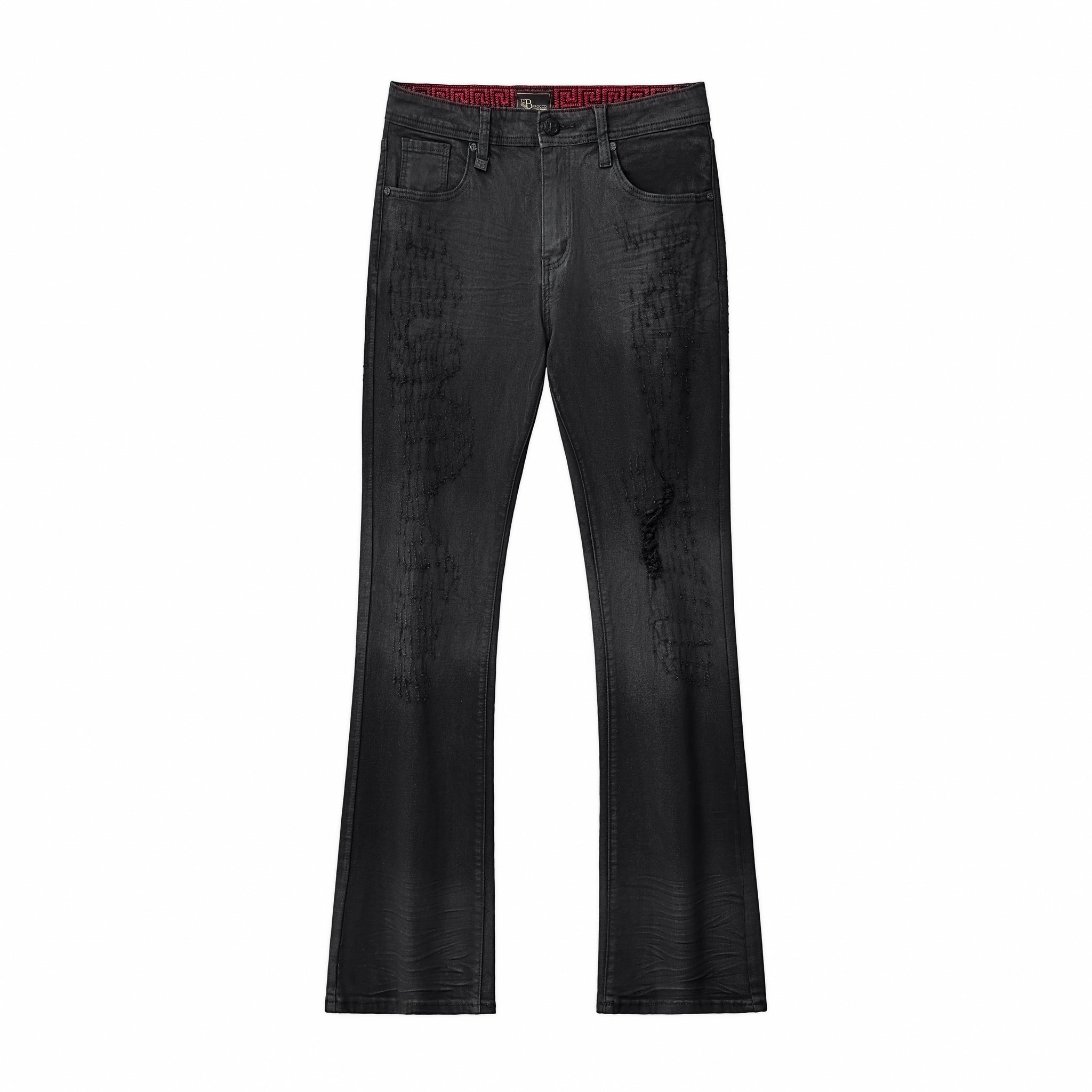 Obsidian Distressed Denim Pant BLACK