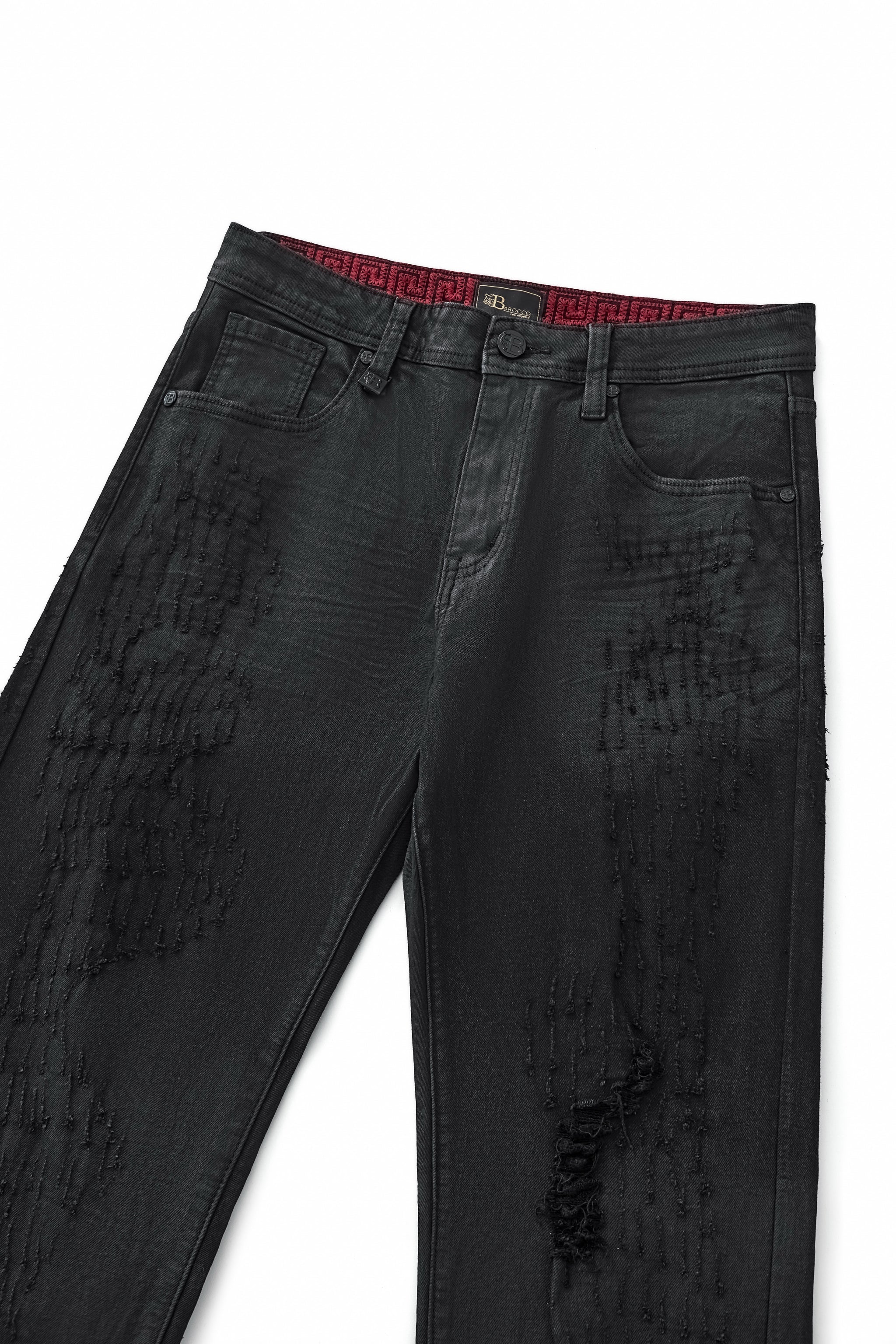 Obsidian Distressed Denim Pant BLACK