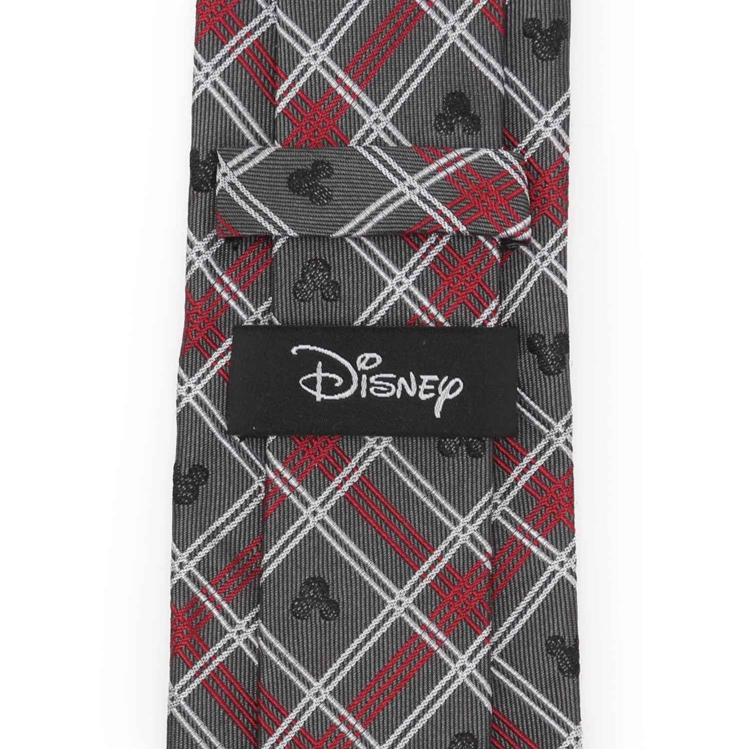 Disney Mickey Mouse Holiday Gray Plaid Silk Men's Tie