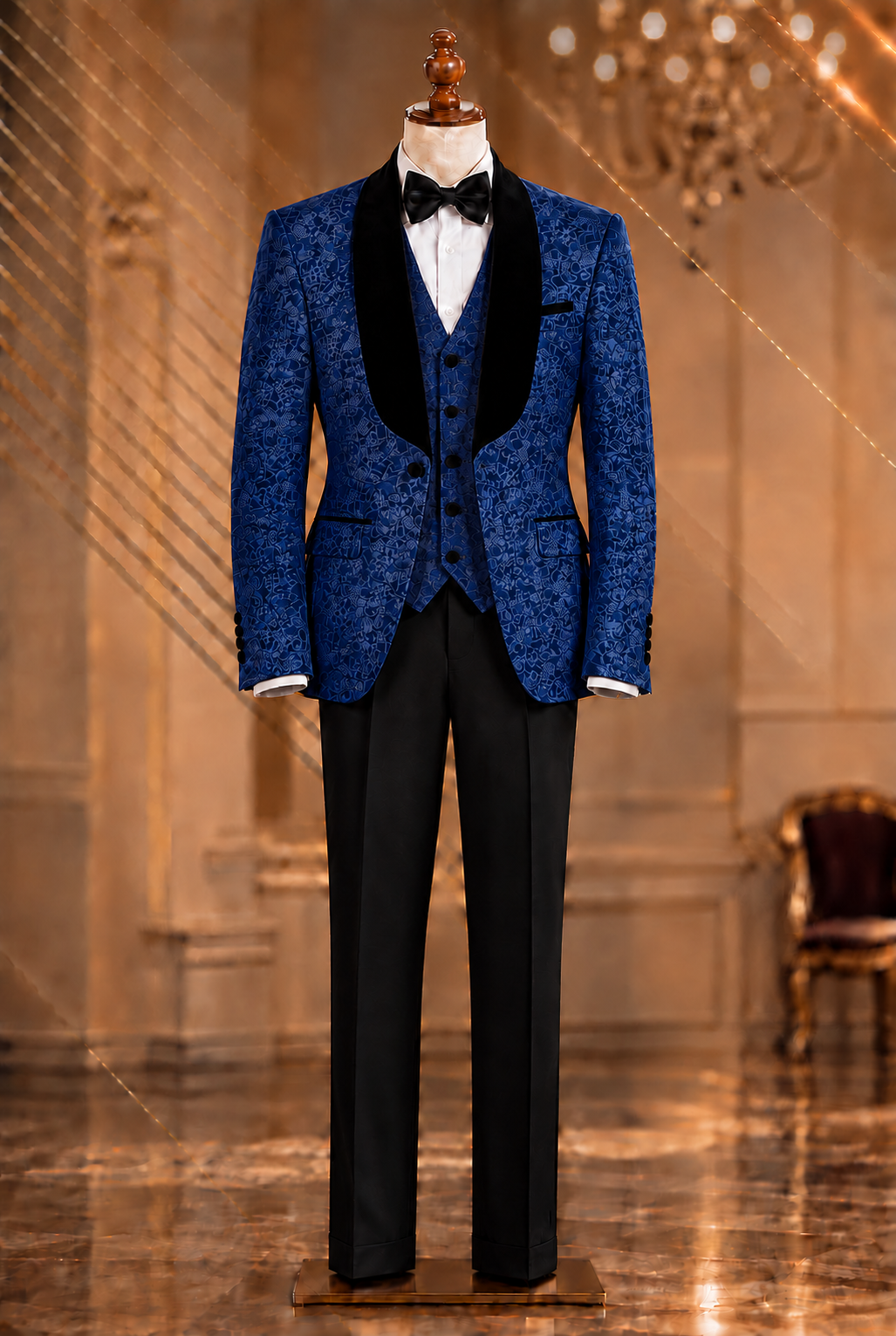 Rossi Man RM1483 Slim Fit  3 pcs Tux Royal
