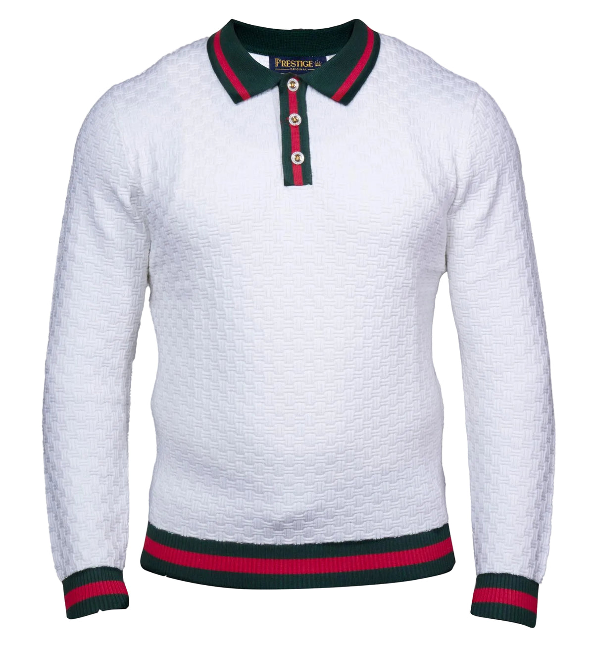 Prestige SW-6520 3 Buttons  Polo Sweater White