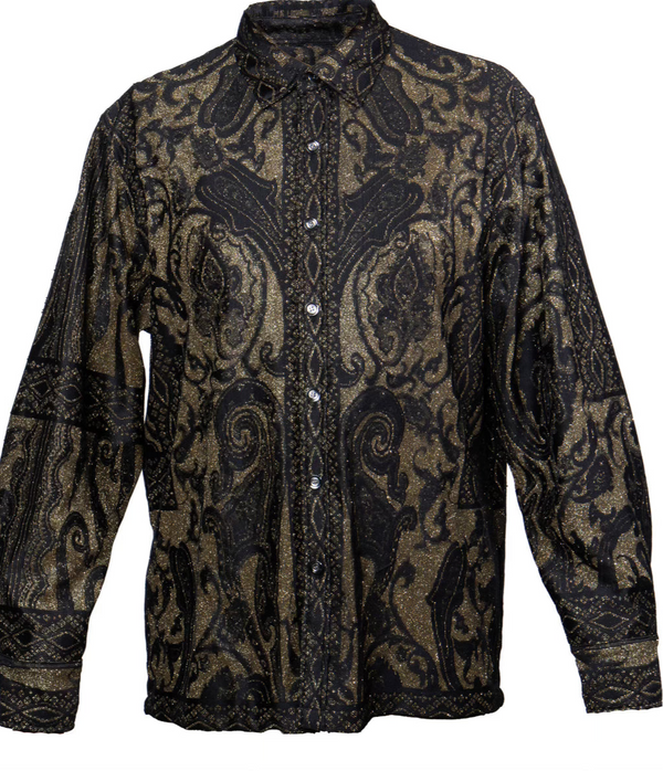 Prestige LACE-592 Long Sleeve Lace Shirt Black/Gold