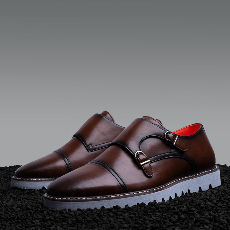 Tayno The Freshman Double Monk Strap Leather Sneaker Coffe