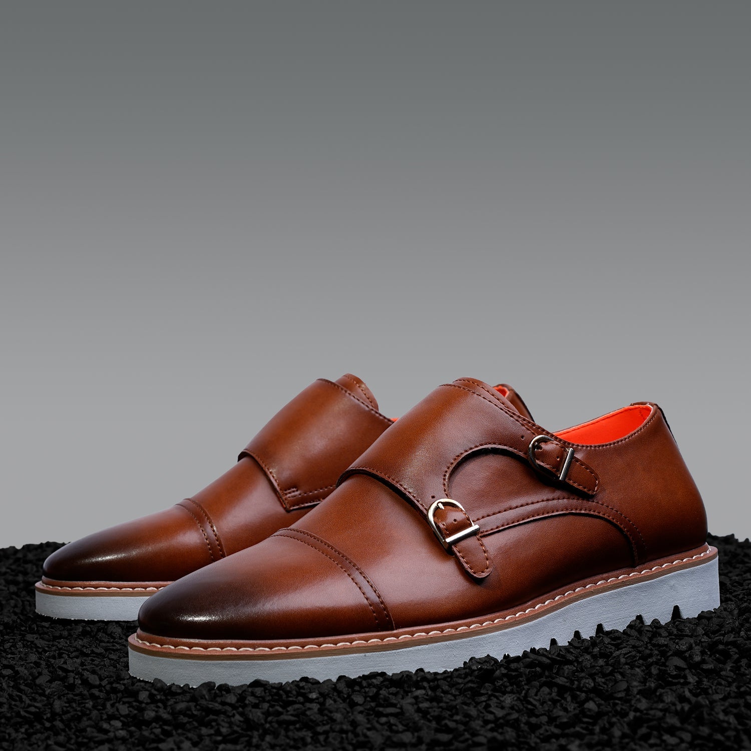 Tayno The Freshman Double Monk Strap Leather Sneaker Cognac