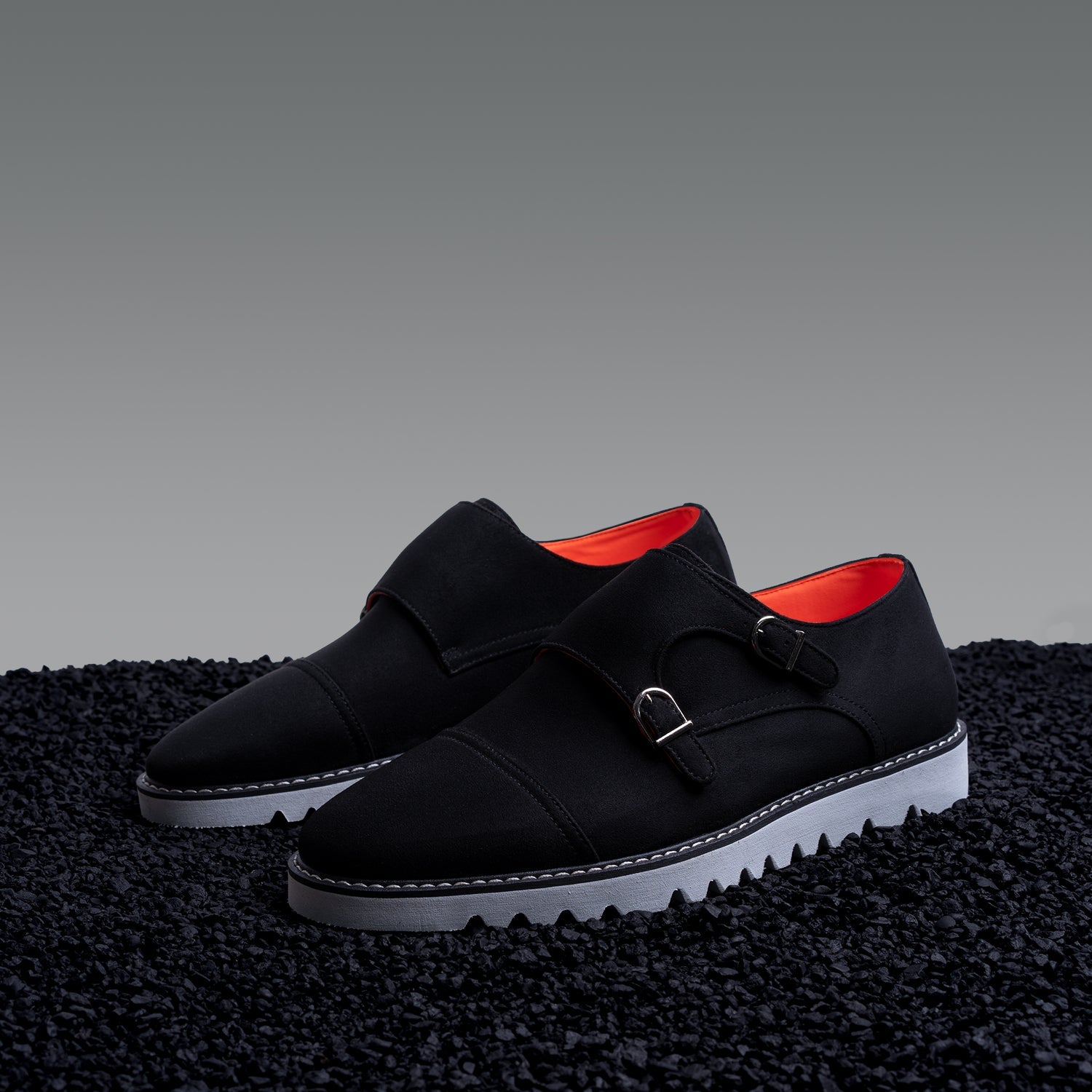 Tayno The Freshman Double Monk Strap Suede Sneaker Black