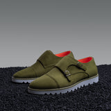 Tayno The Freshman Double Monk Strap Suede Sneaker Lime