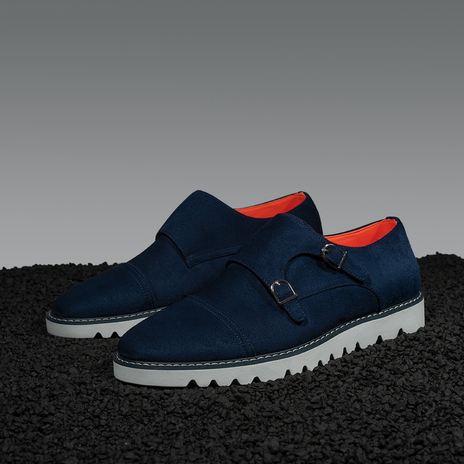 Tayno The Freshman Double Monk Strap Suede Sneaker Navy