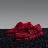 Tayno The Freshman Double Monk Strap Suede Sneaker Red Camouflage