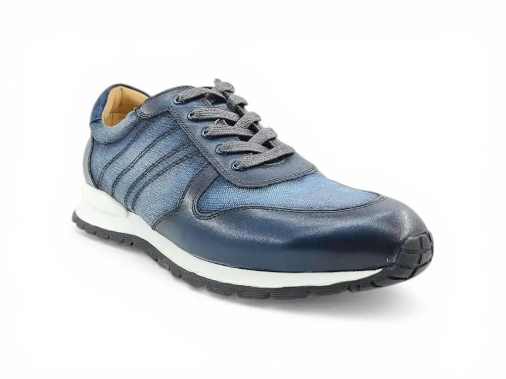 Fashion Sneaker Calfskin with Canvas inlaid