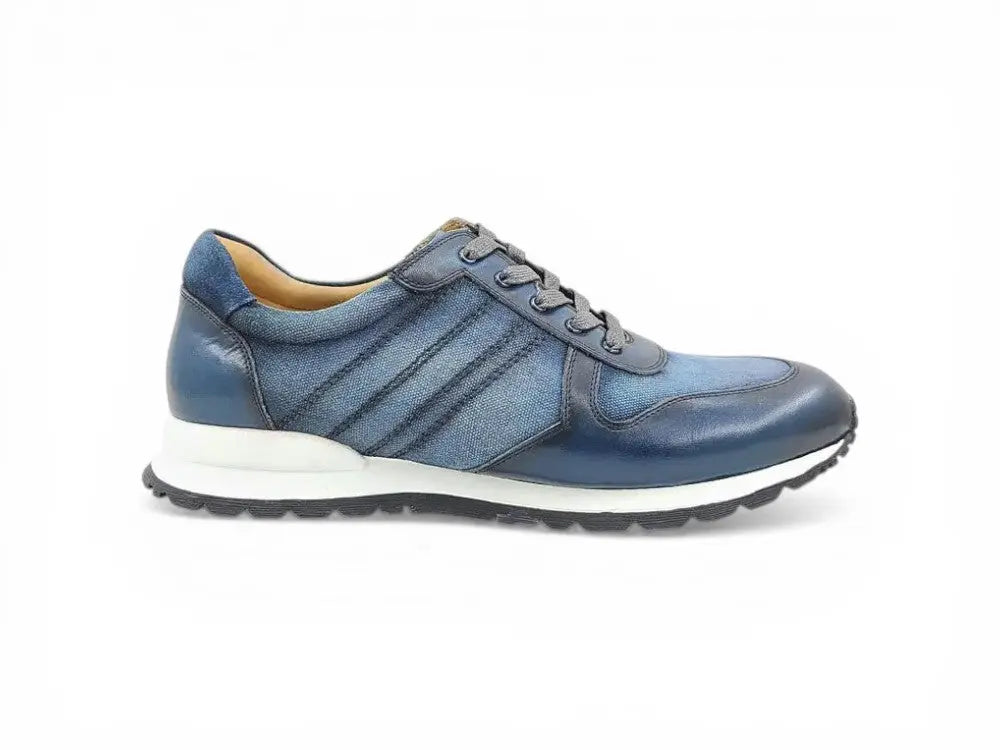 Fashion Sneaker Calfskin with Canvas inlaid