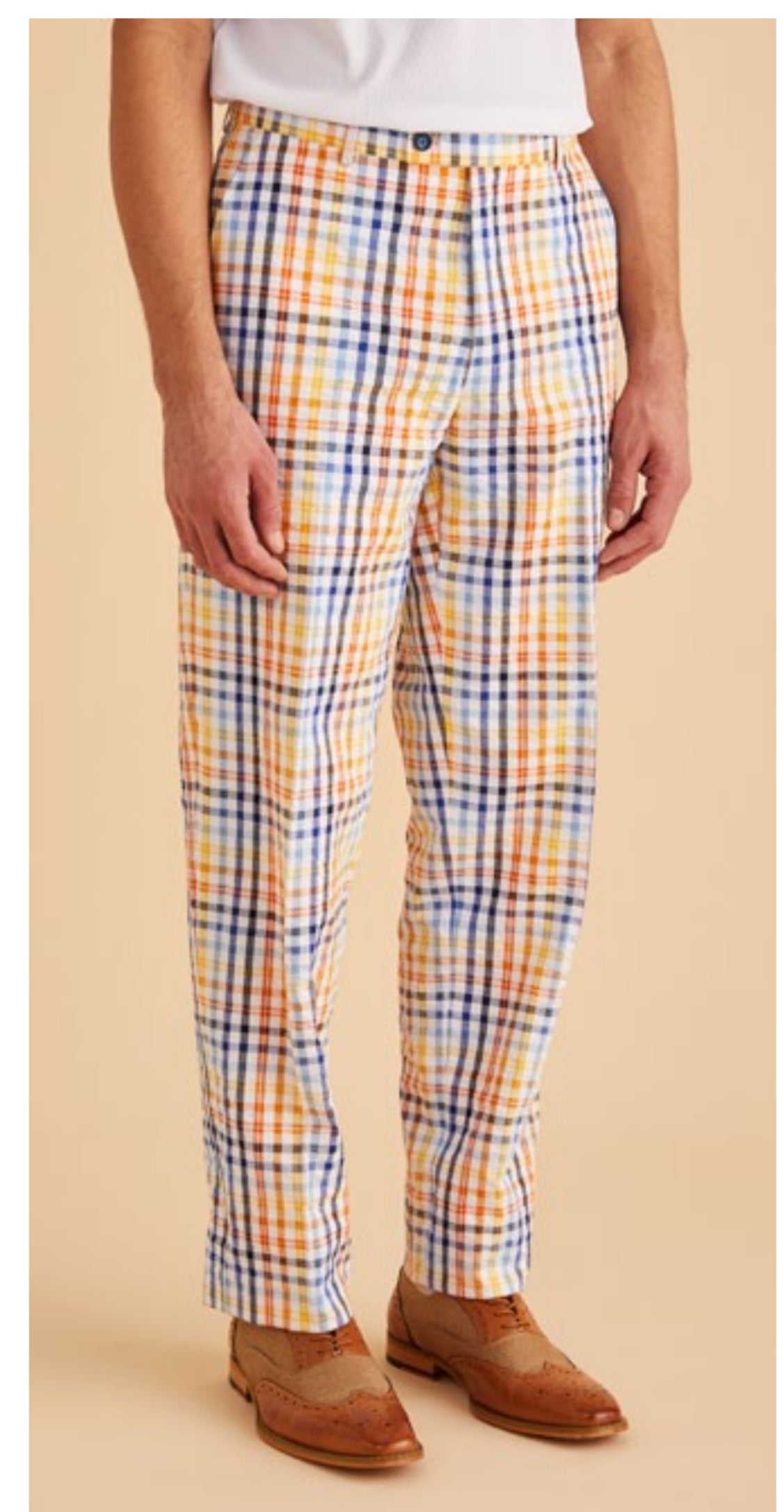 Inserch P271-56 Seersucker Check Pants Color White Multi