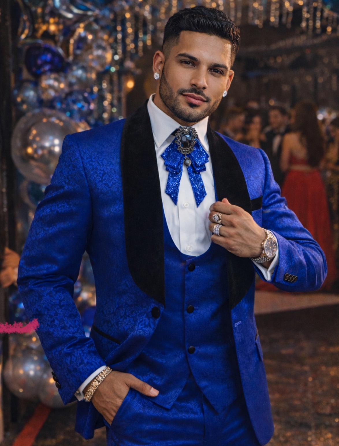 Rossi Man RM1483 Slim Fit  3 pcs Tux Royal