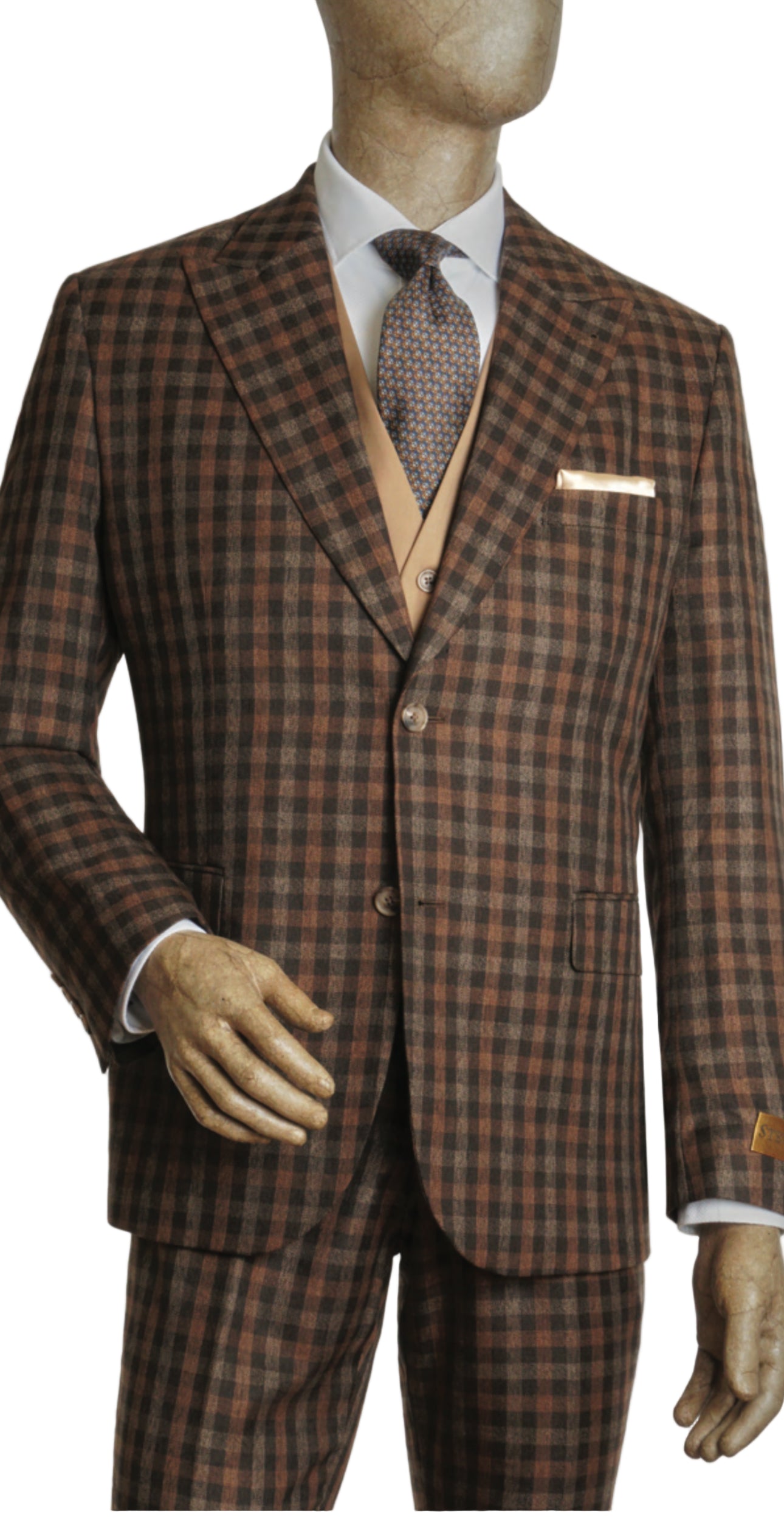 Steve Harvey 225812SHS 3pcs Suit Chocolate/Brown/Tan