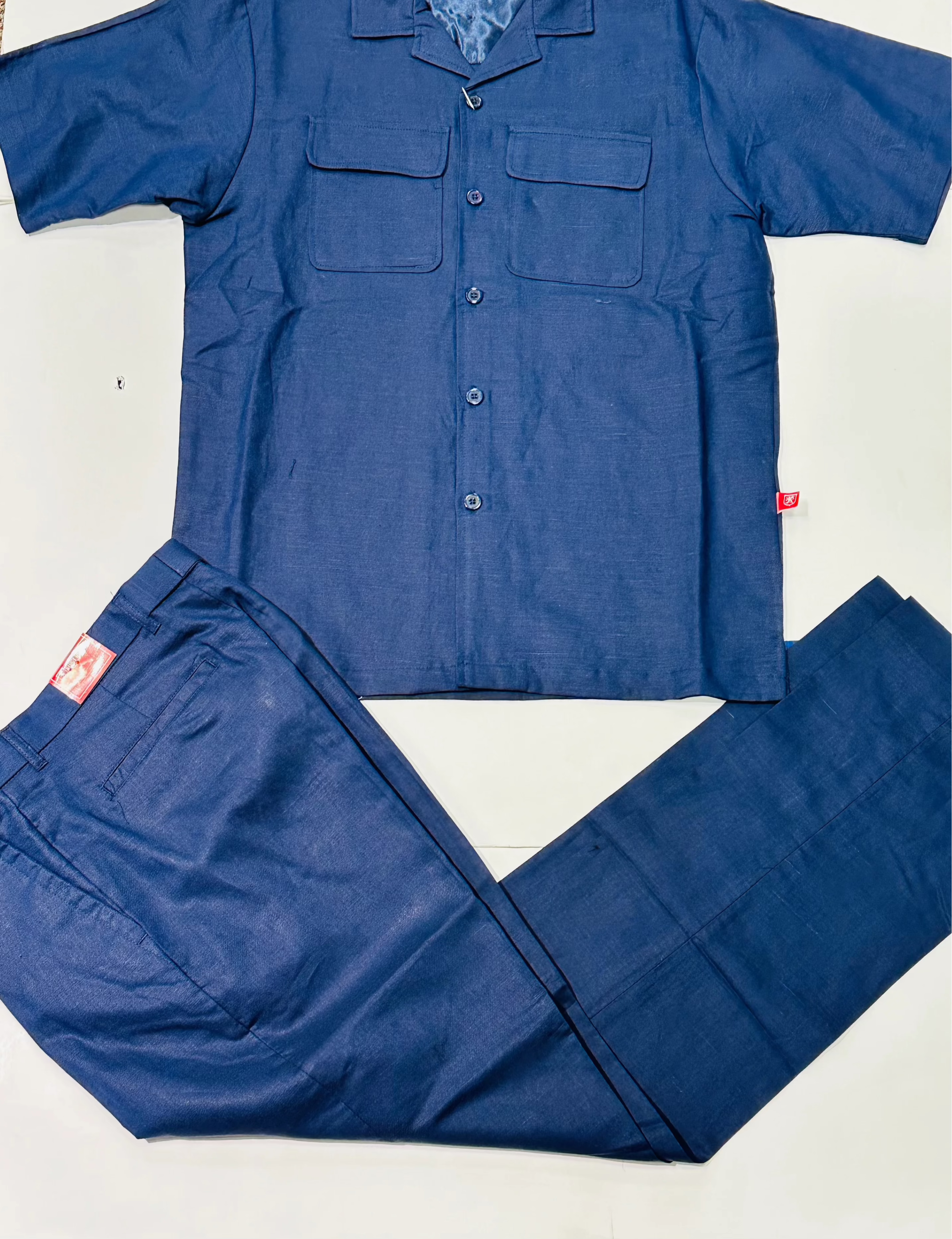 Stacy Adams 3510 Short Sleeve Linen Set  Navy