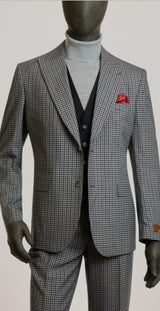 Steve Harvey 224000SHS 3 Pieces Suits Black/Grey