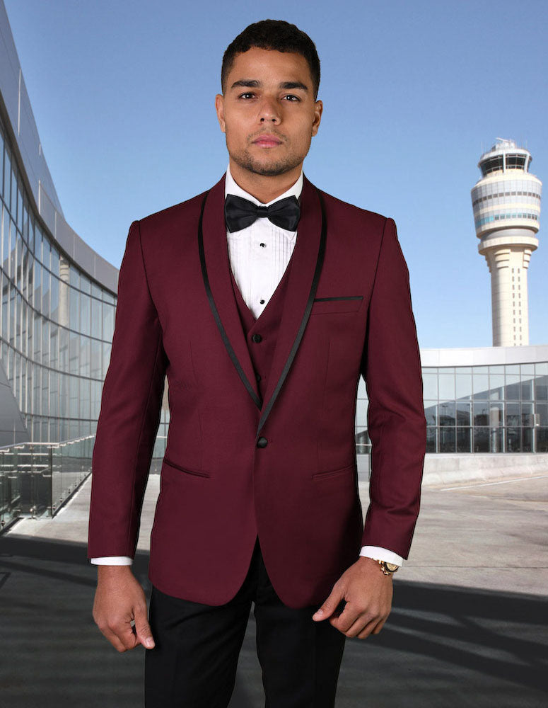 Statement GENOVA 3 Piece Tuxedo Burgundy
