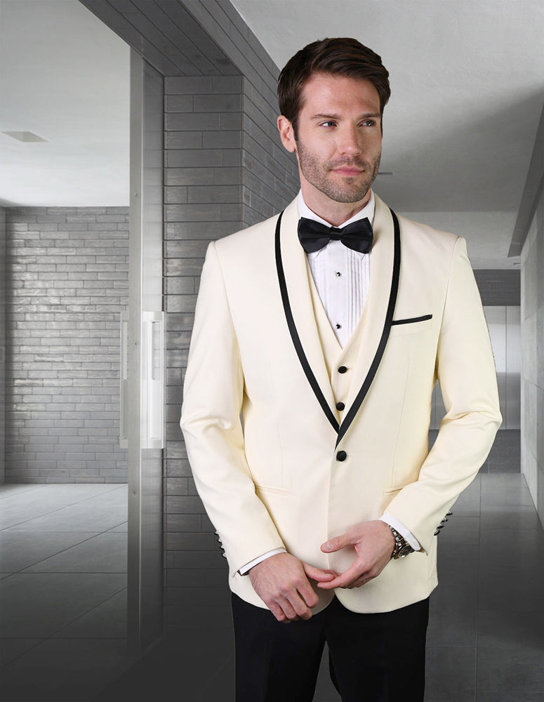 Statement GENOVA 3 Piece Tuxedo Off White