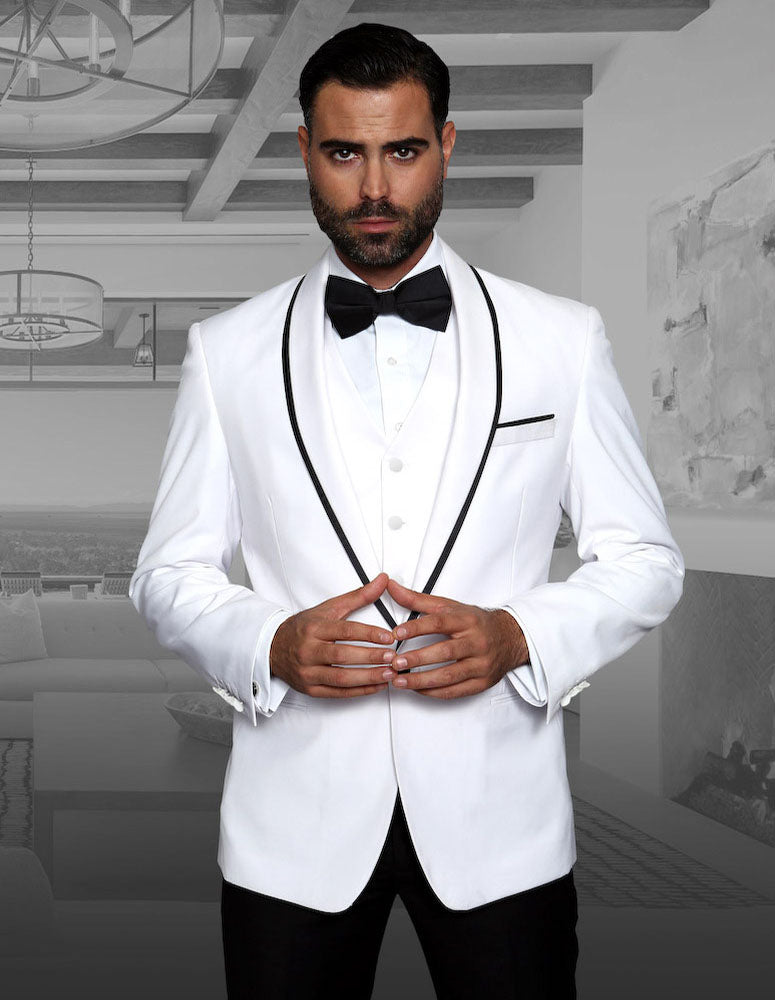 Statement GENOVA 3 Piece Tuxedo WHITE