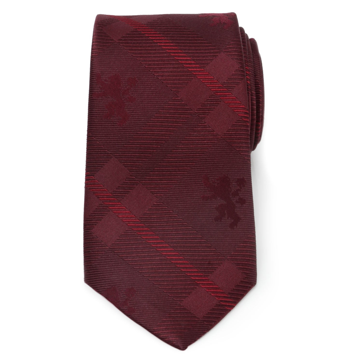 Game of Thrones Lannister Lion Red Plaid Silk Men's Tie