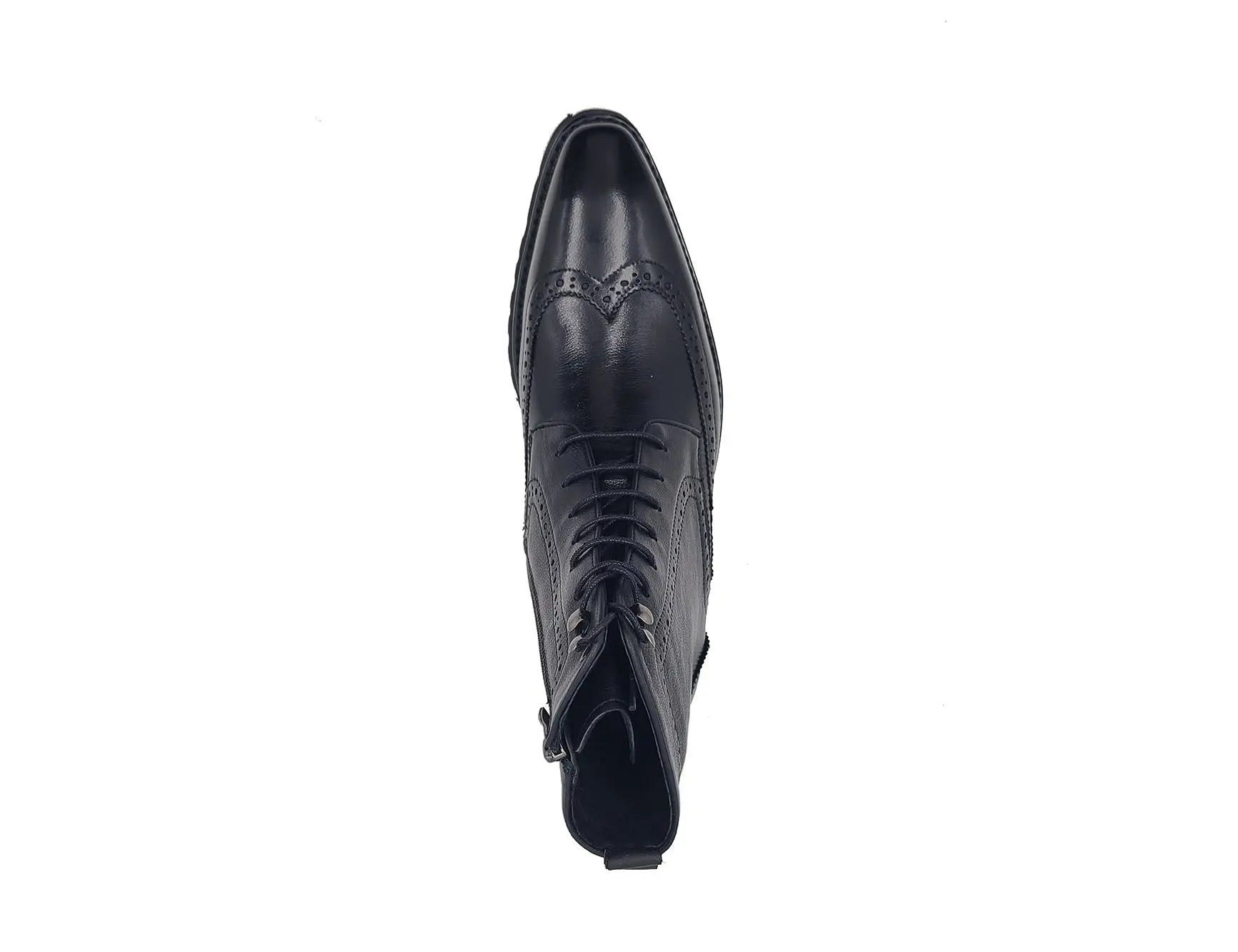 Hudson Black Wingtip Boot Lug Sole