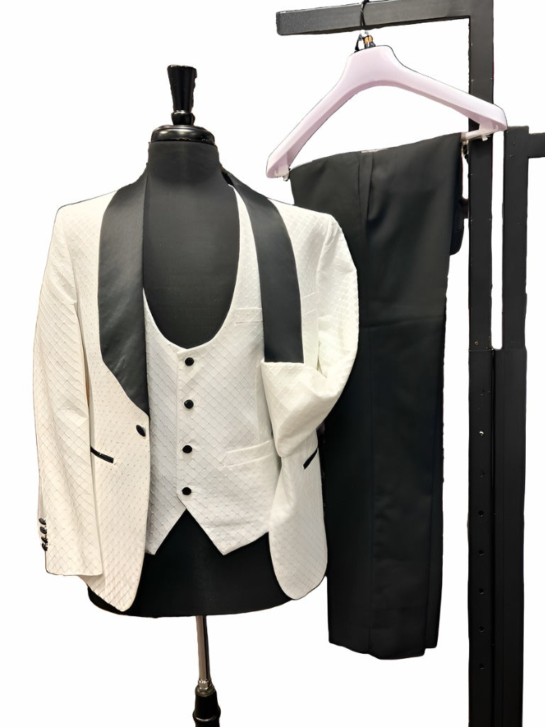 Vitali M2340 3 Pieces Vested Tuxedo White