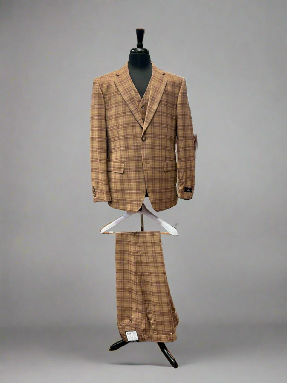 Vitali M1213 3 Pieces Vested  Suit Rust