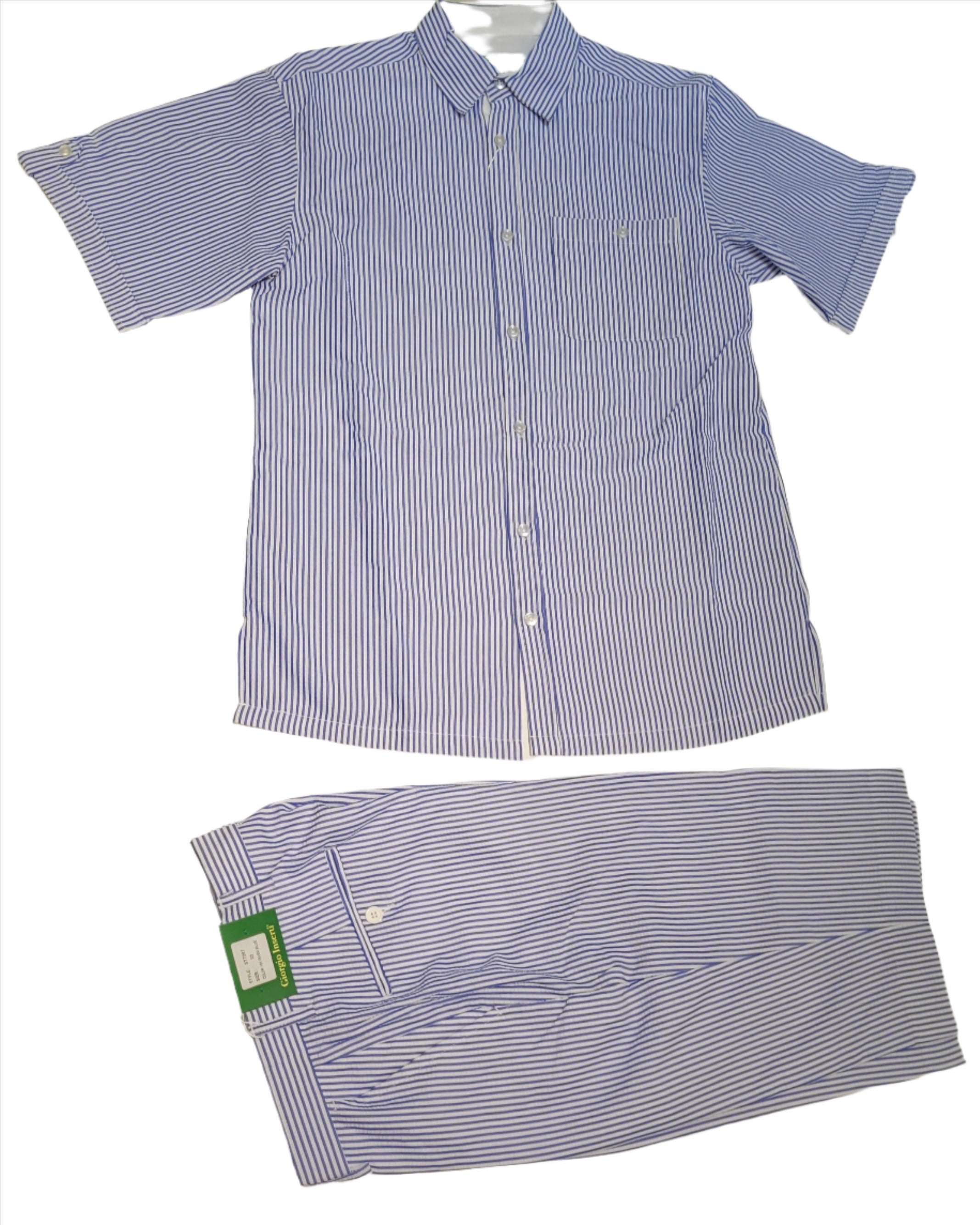Giorgio Inserti 7381 By Inserch Seersucker Short Set Blue