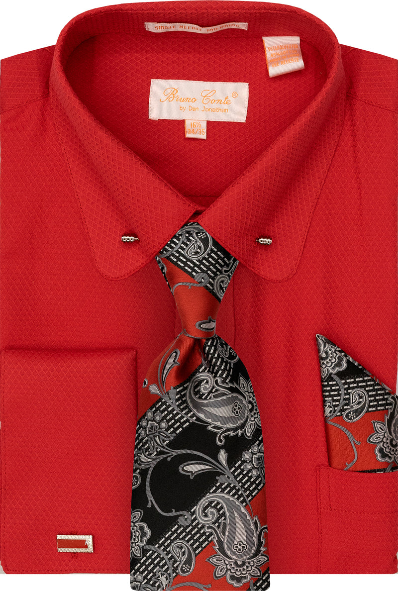 Bruno Contee 1166 Shirt Tie Set Red