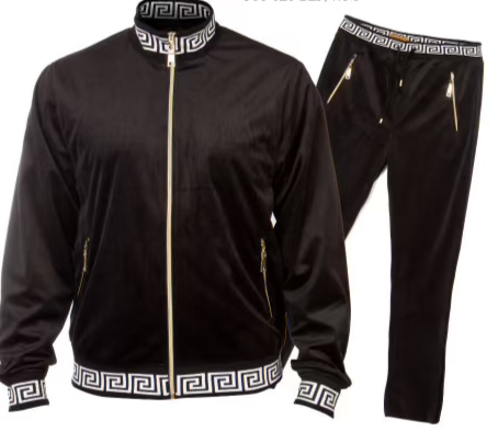 Prestige JGS-120 Jogger Set Full Zip Velour Black/White