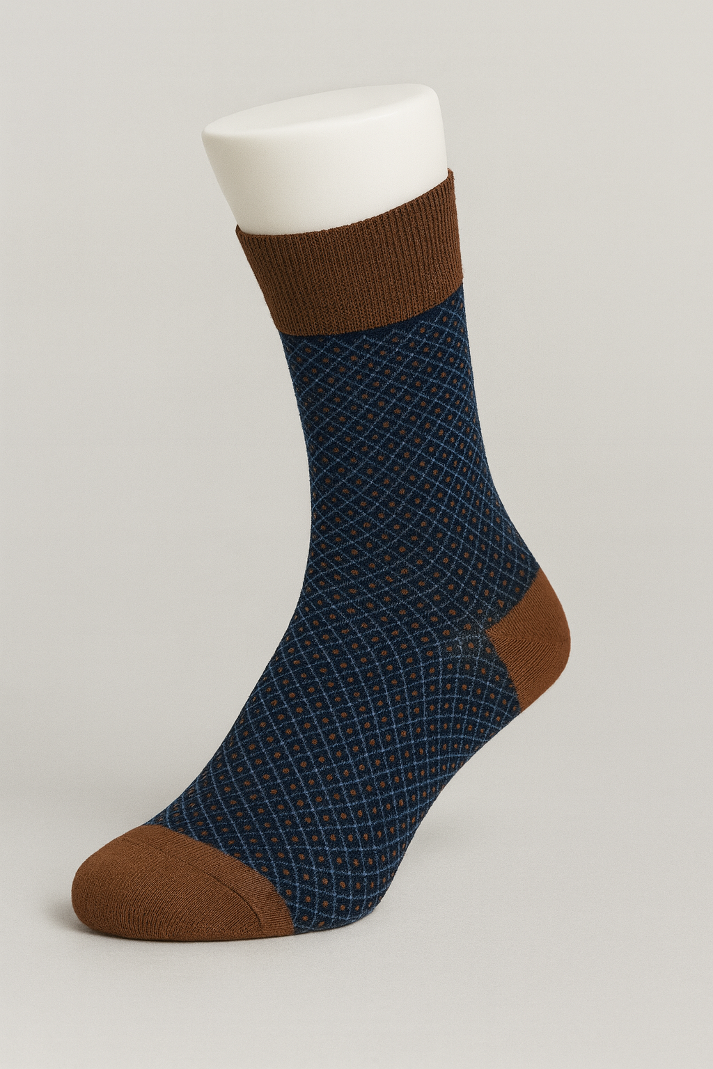 Zenio SK8087#1 Fancy Socks Navy Cognac