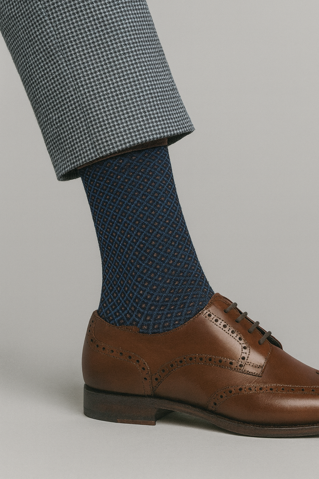 Zenio SK8087#1 Fancy Socks Navy Cognac